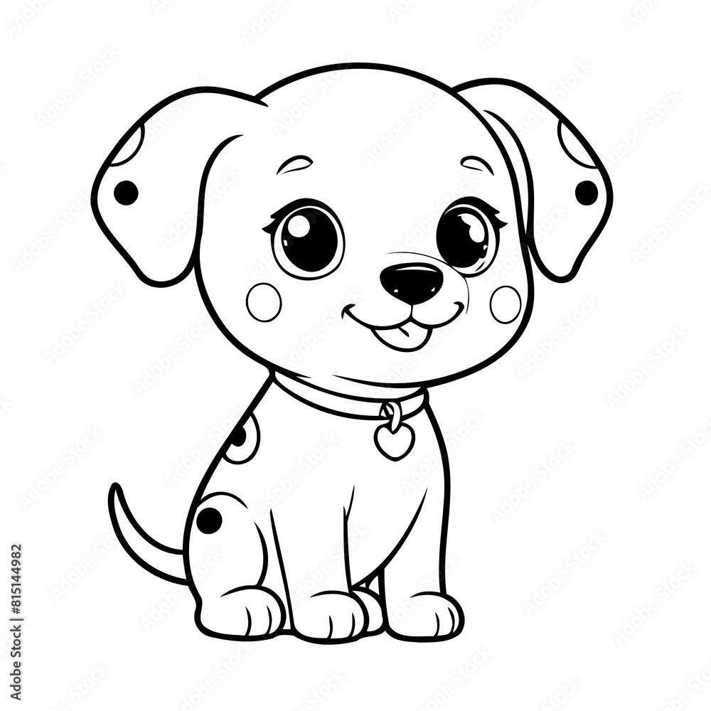 Simple vector illustration of Dalmatian drawing colouring activity