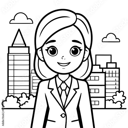 Simple vector illustration of BusinessWoman drawing for toddlers book