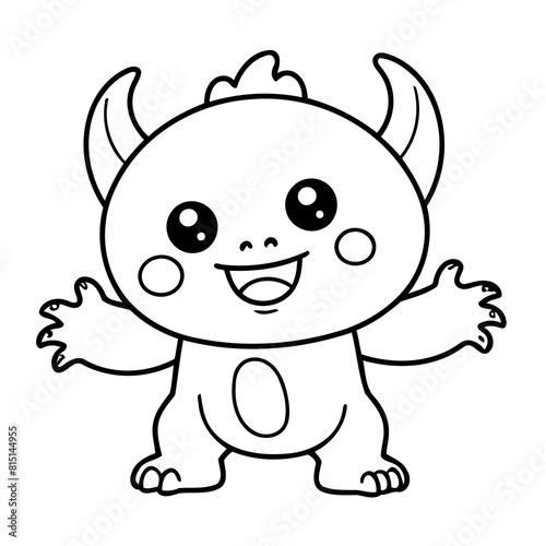 Vector illustration of a cute Monster doodle colouring activity for kids