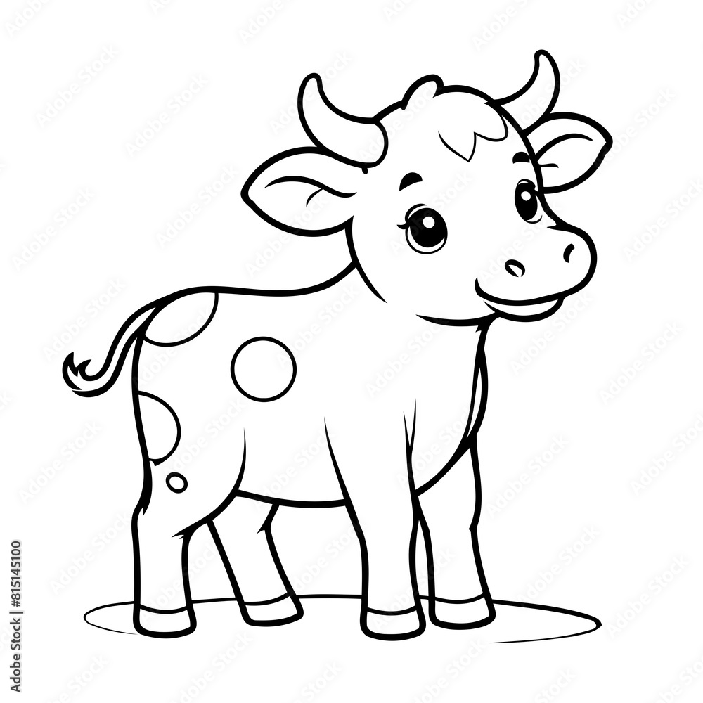 Cute vector illustration Cow drawing for toddlers colouring page Cute vector illustration Cow drawing for toddlers colouring page