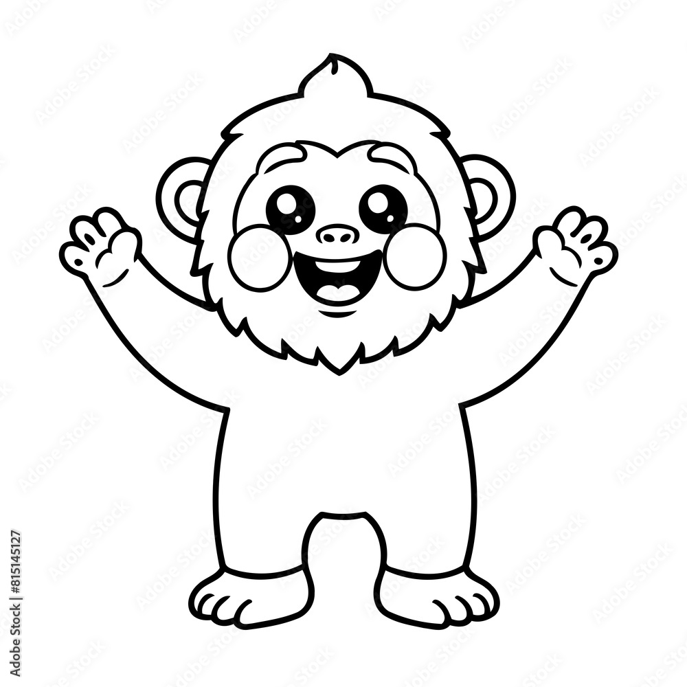 Cute vector illustration Yeti hand drawn for kids coloring page Cute vector illustration Yeti hand drawn for kids coloring page