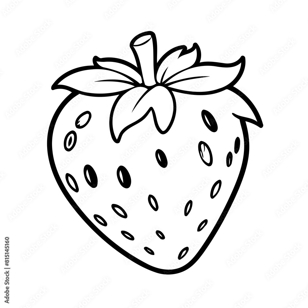 Cute vector illustration Strawberry drawing for colouring page Cute vector illustration Strawberry drawing for colouring page
