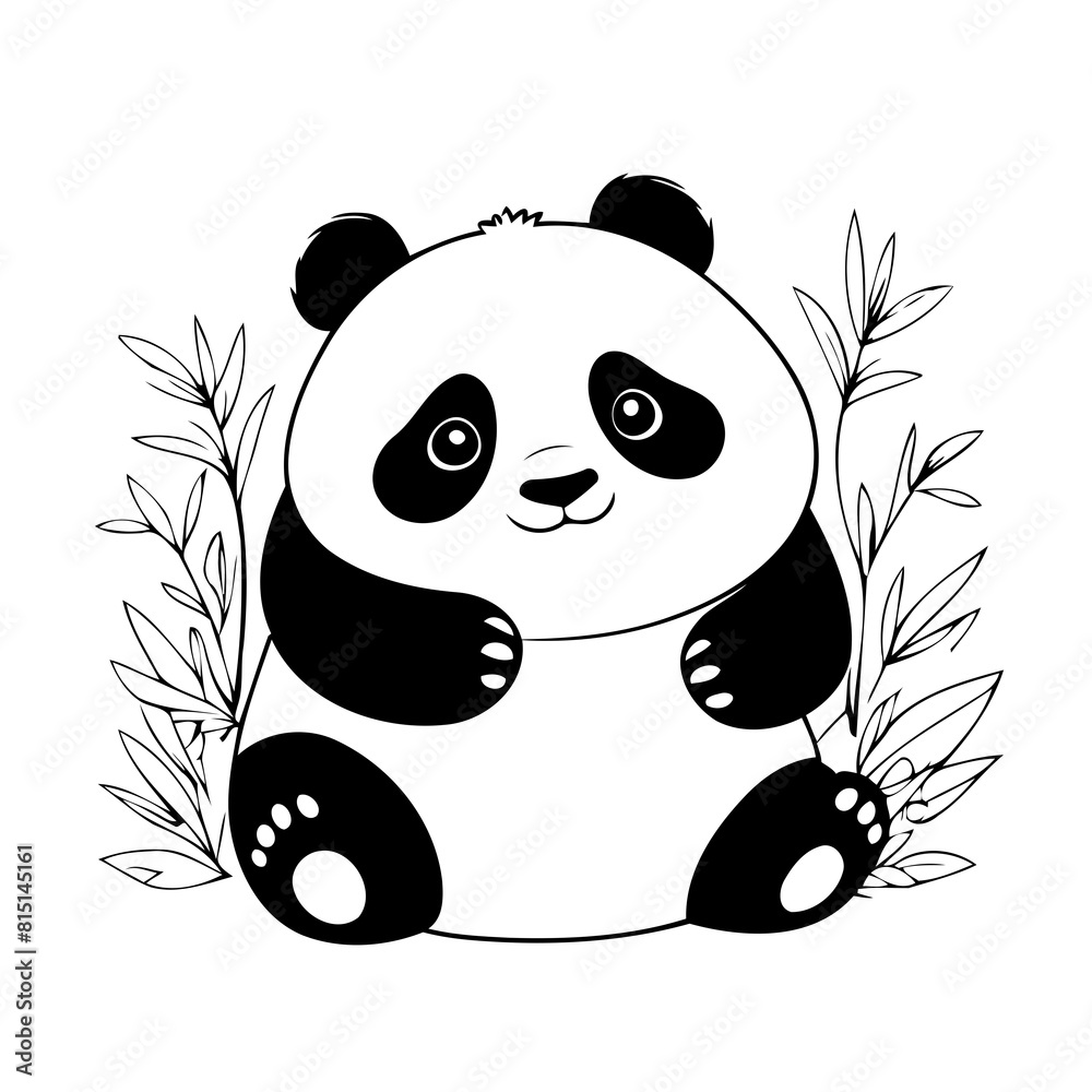 Cute vector illustration Panda for kids coloring activity page Stock ...