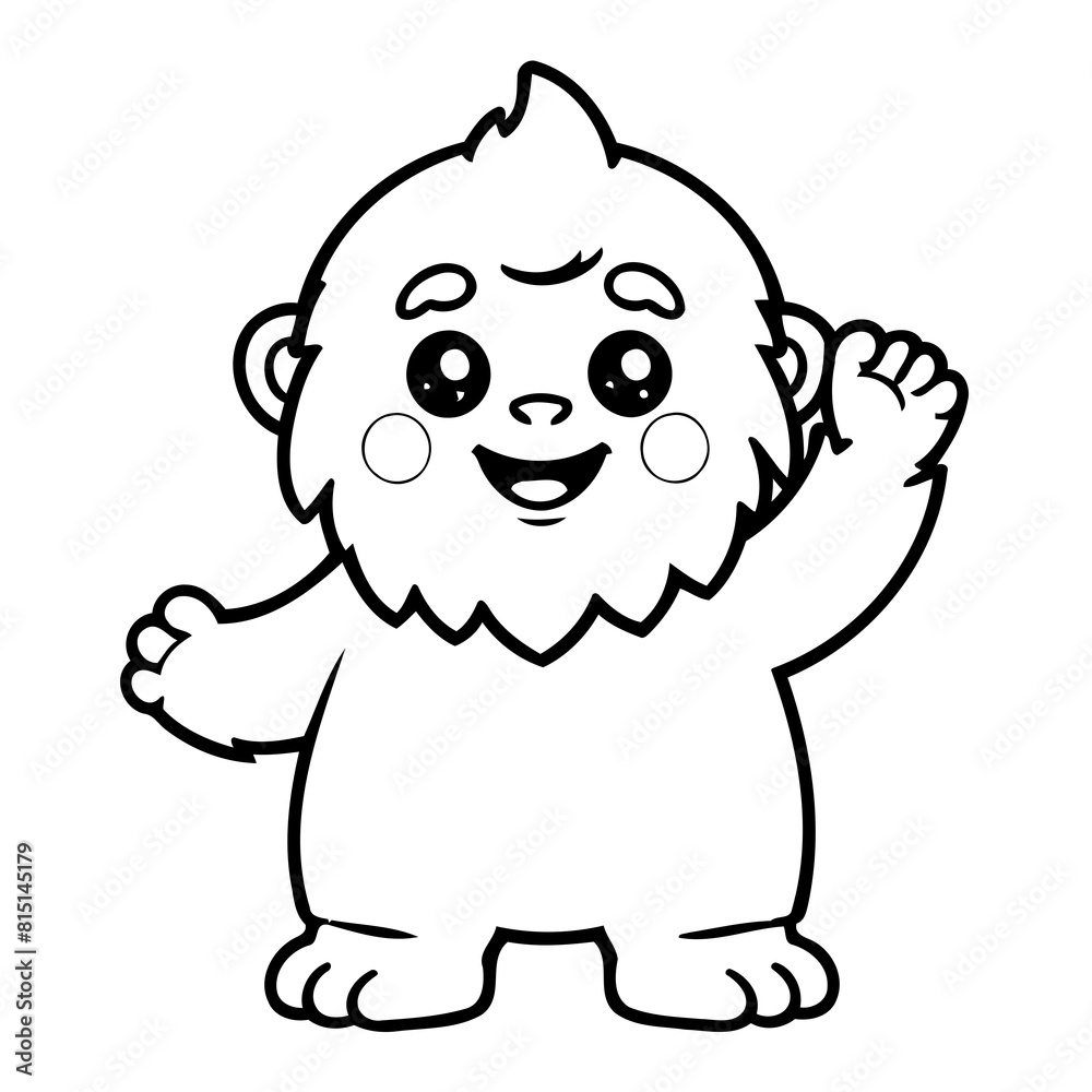 Cute vector illustration Yeti drawing colouring activity Cute vector illustration Yeti drawing colouring activity