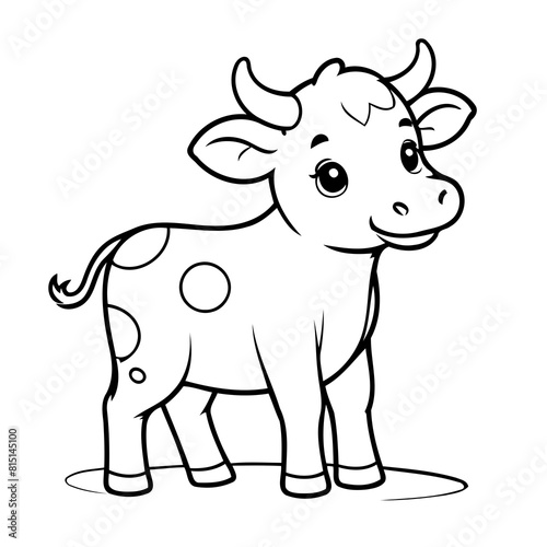 Cute vector illustration Cow drawing for toddlers colouring page
