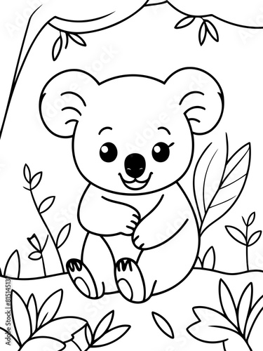 Cute vector illustration Koala hand drawn for kids page