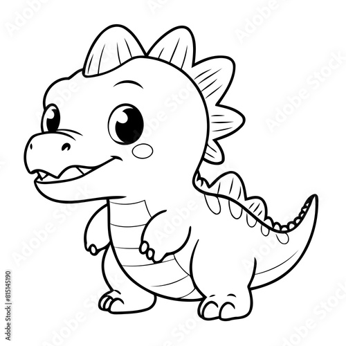 Cute vector illustration Dino colouring page for kids