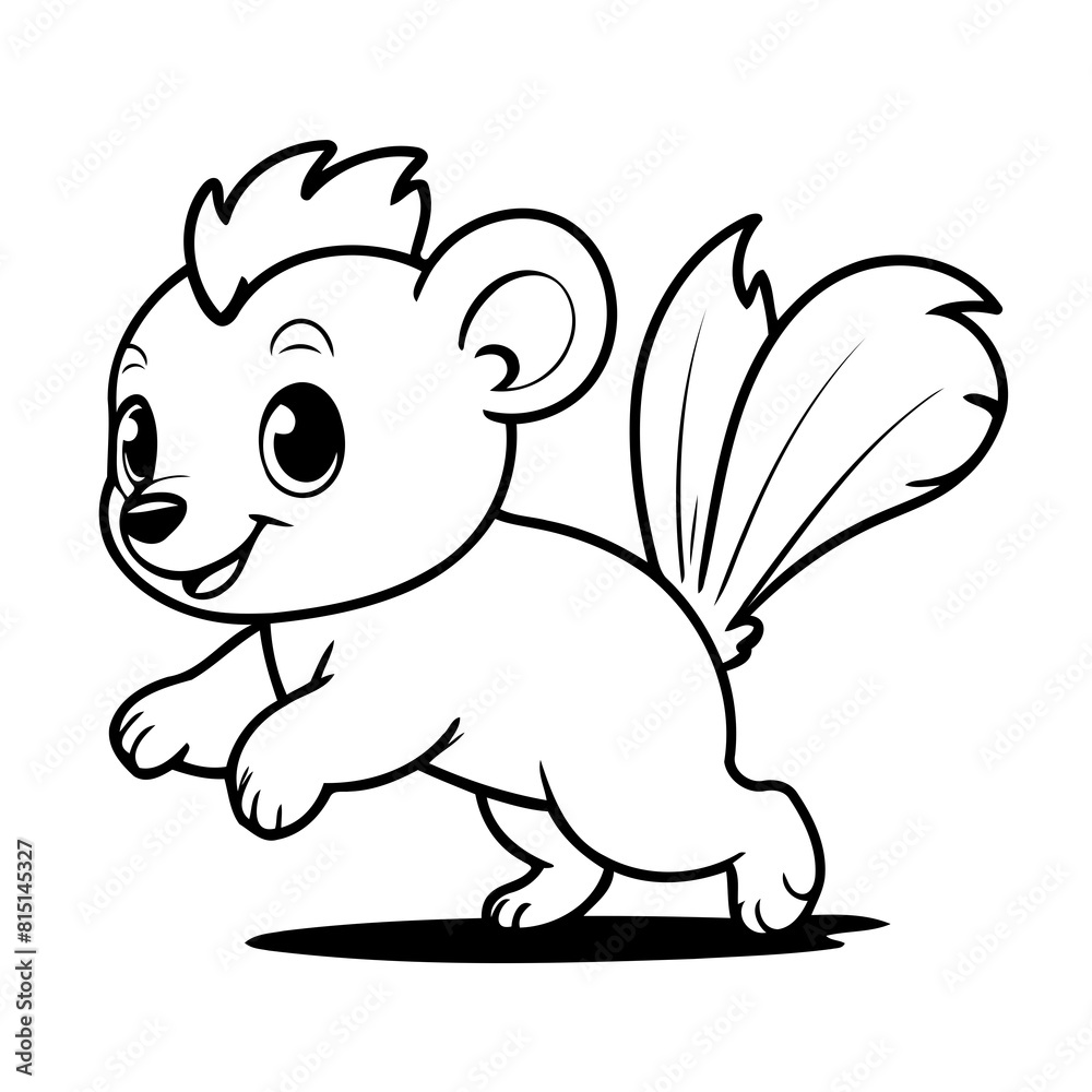 Fototapeta premium Cute vector illustration Skunk drawing for toddlers book