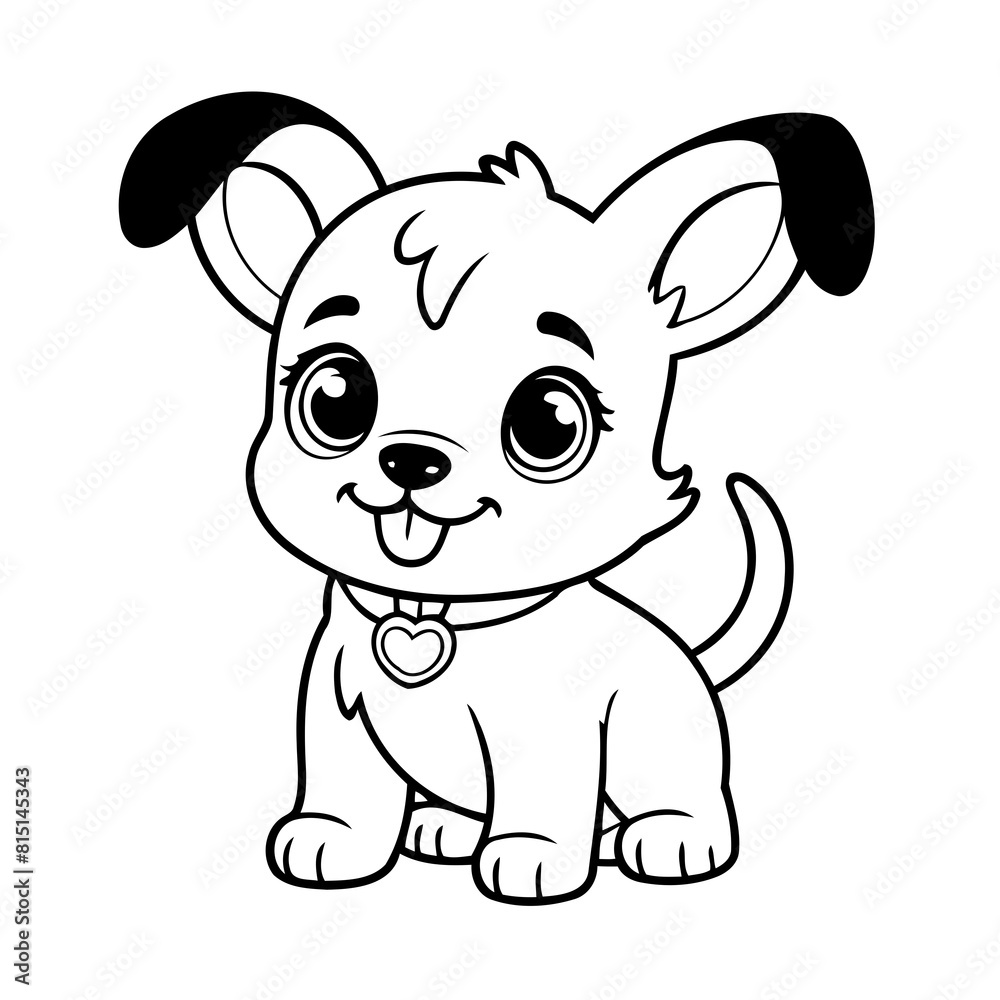 Vector illustration of a cute Puppy drawing for kids colouring activity Vector illustration of a cute Puppy drawing for kids colouring activity