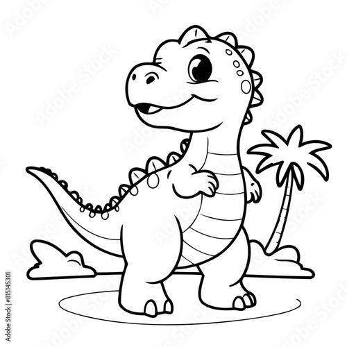 Simple vector illustration of Dino drawing for children page