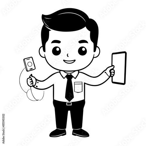 Simple vector illustration of Businessman drawing colouring activity