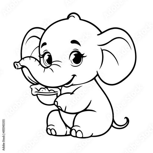 Simple vector illustration of Elephant drawing colouring activity