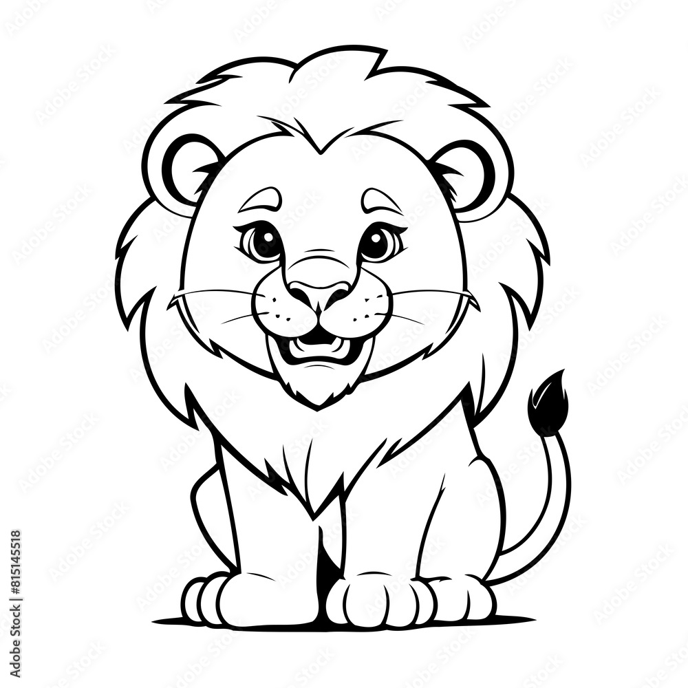 Vector illustration of a cute Lion doodle drawing for kids page Vector illustration of a cute Lion doodle drawing for kids page