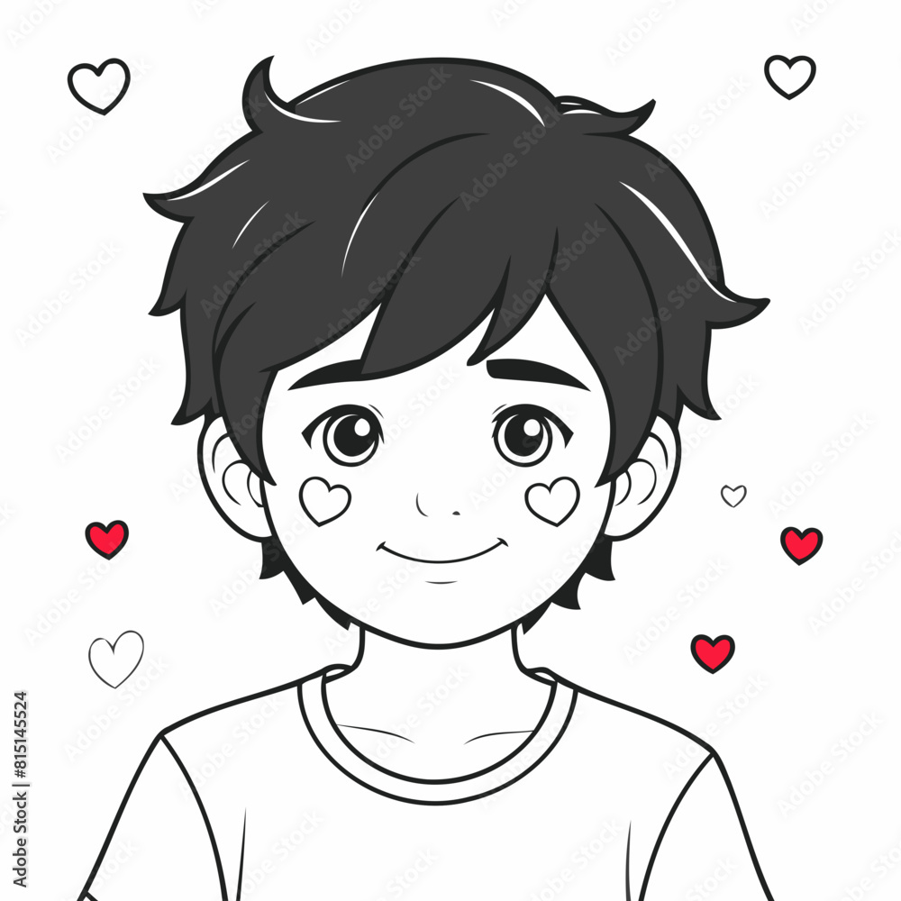Simple vector illustration of boy drawing for children page Simple vector illustration of boy drawing for children page