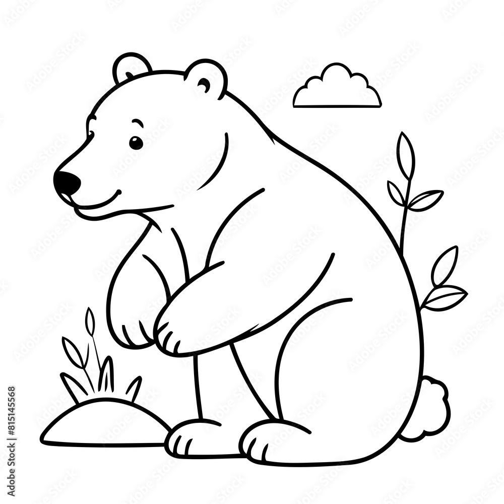 Fototapeta premium Simple vector illustration of Polarbear drawing colouring activity