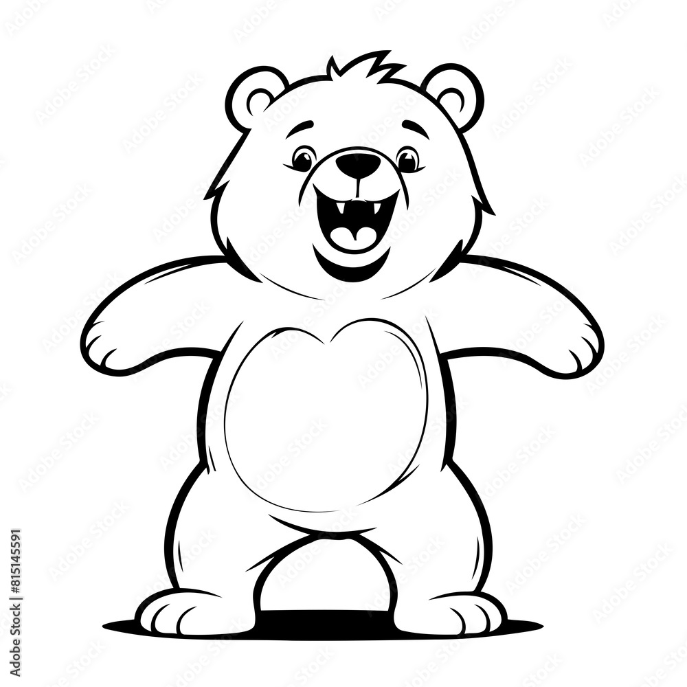 Obraz premium Vector illustration of a cute Bear doodle for toddlers coloring activity