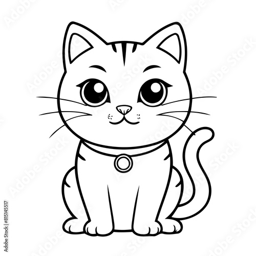 Cute vector illustration CreepyCat colouring page for kids
