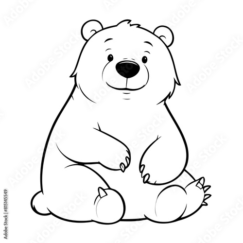 Cute vector illustration Polarbear drawing for kids colouring activity