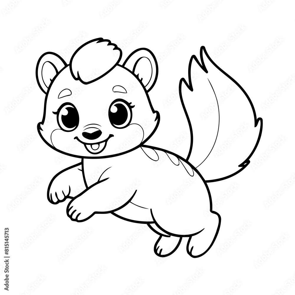 Fototapeta premium Simple vector illustration of Skunk drawing for toddlers coloring activity