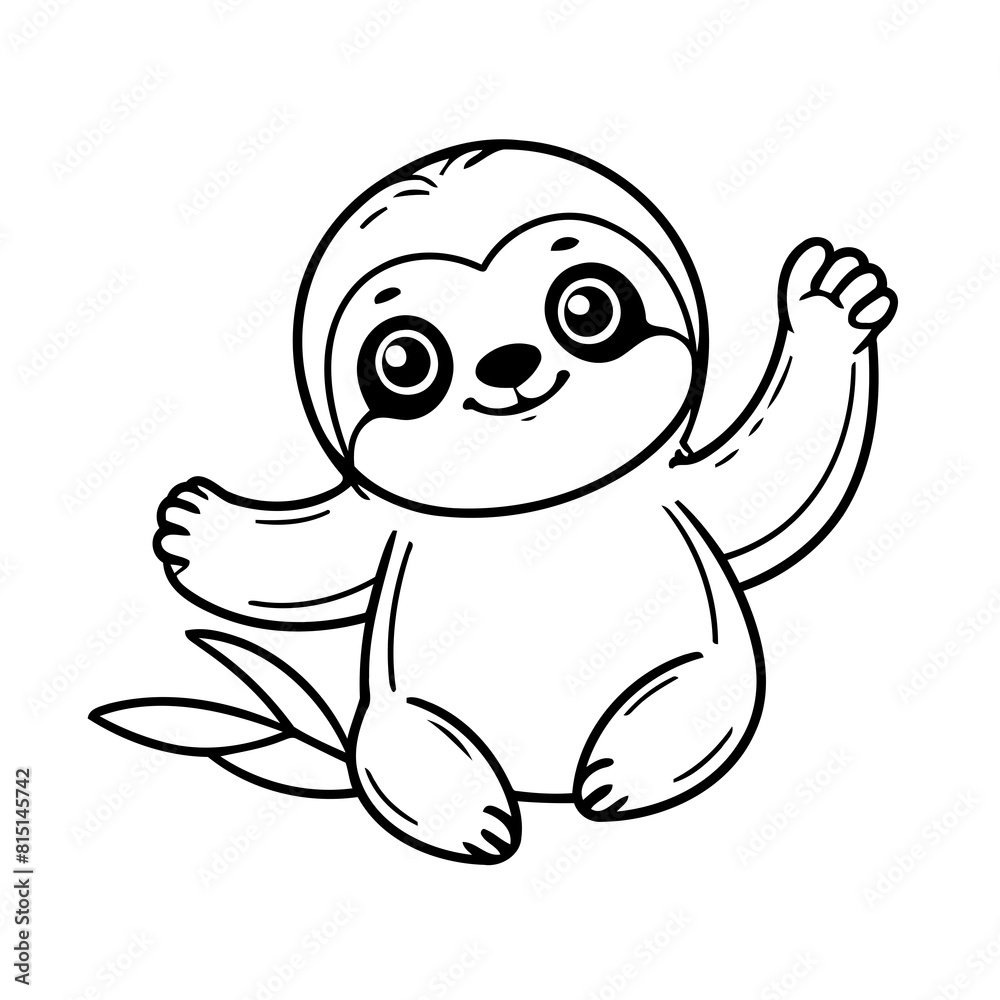 Naklejka premium Cute vector illustration Sloth for kids colouring page