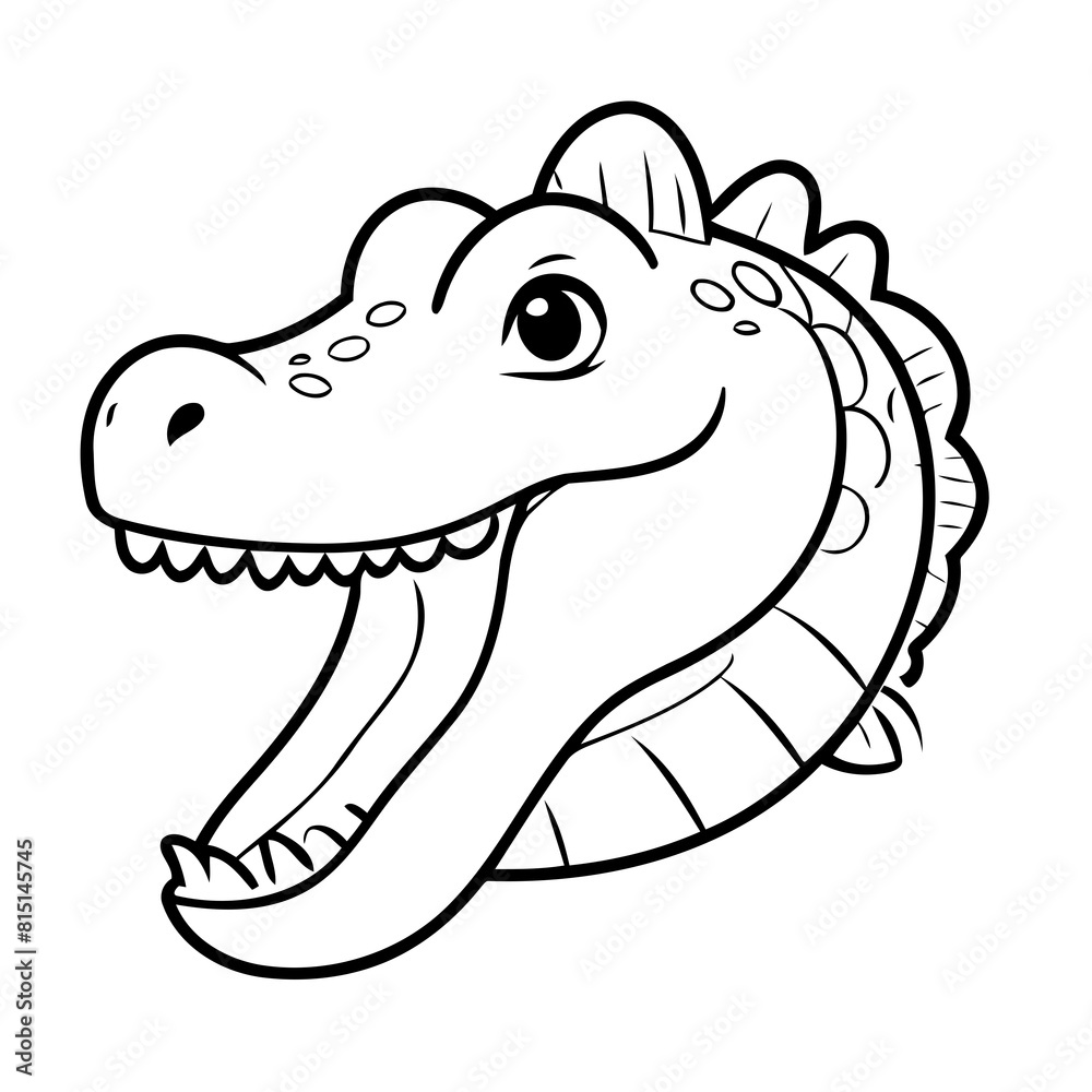 Fototapeta premium Vector illustration of a cute Alligator doodle for toddlers colouring page