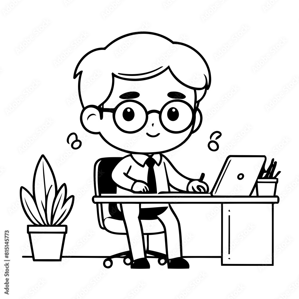 Simple vector illustration of Business drawing for toddlers book