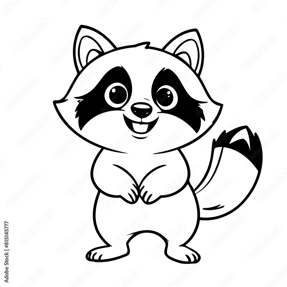 Simple vector illustration of Raccoon drawing for kids colouring activity Simple vector illustration of Raccoon drawing for kids colouring activity
