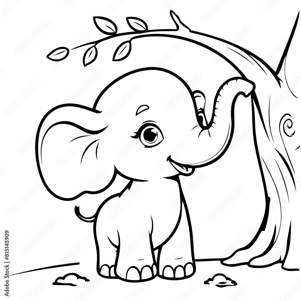 Vector illustration of a cute Elephant drawing for toddlers book Vector illustration of a cute Elephant drawing for toddlers book