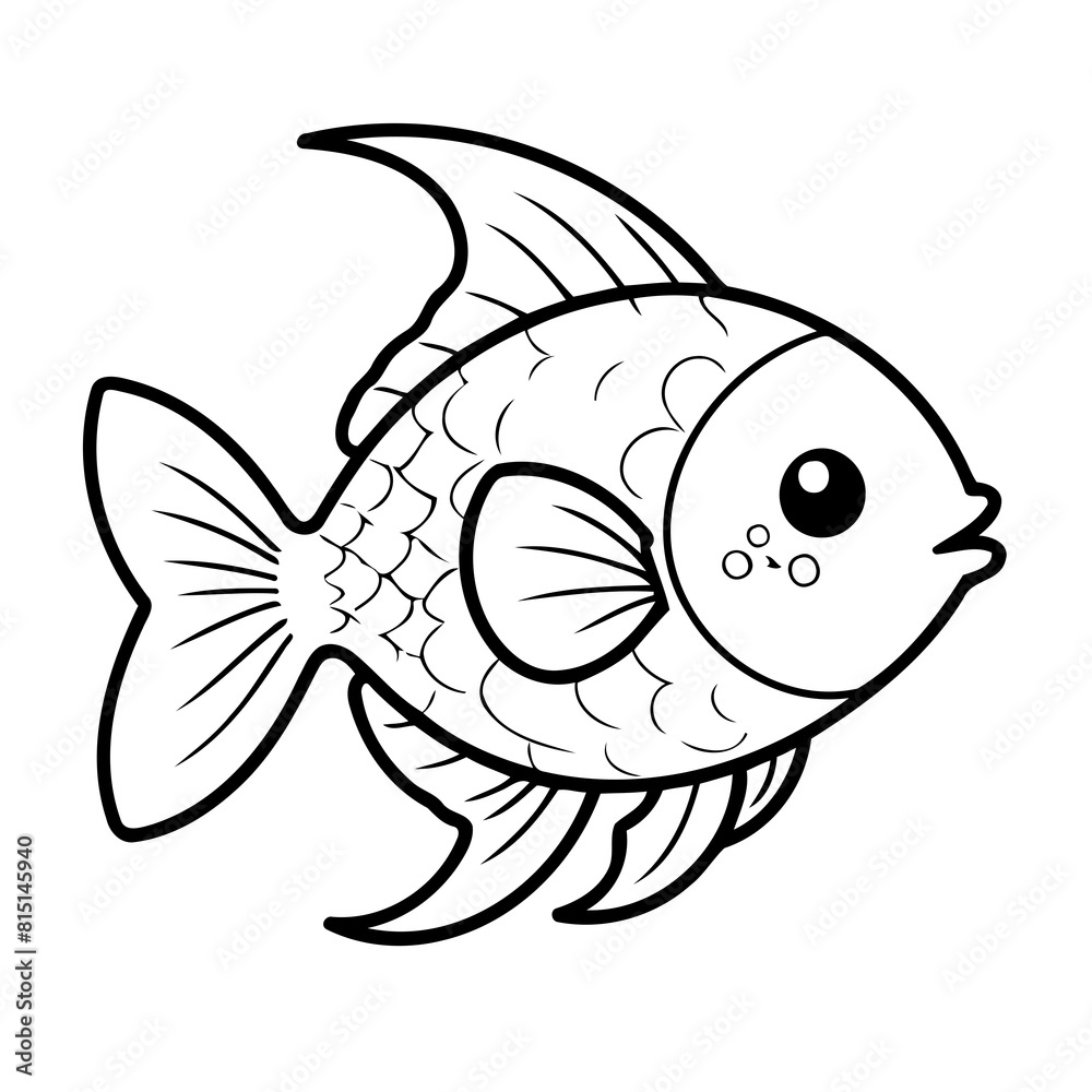 Simple vector illustration of Fish outline for colouring page Simple vector illustration of Fish outline for colouring page