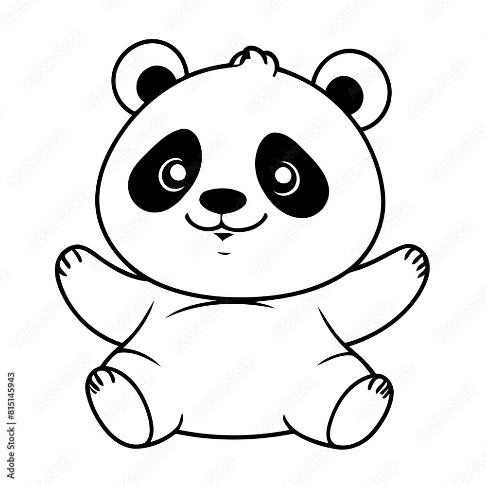 Vector illustration of a cute Panda doodle for children worksheet Vector illustration of a cute Panda doodle for children worksheet