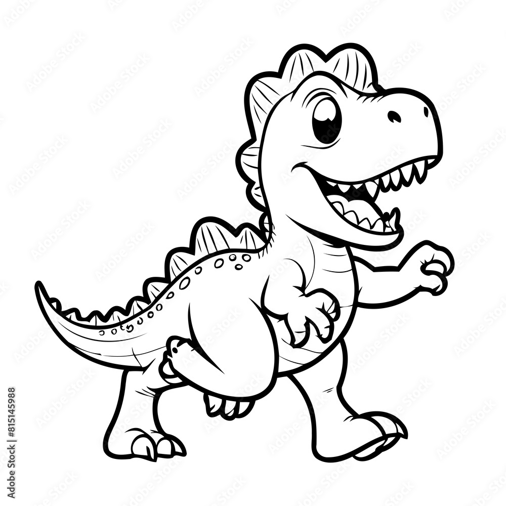 Simple vector illustration of Dino drawing for kids page Simple vector illustration of Dino drawing for kids page