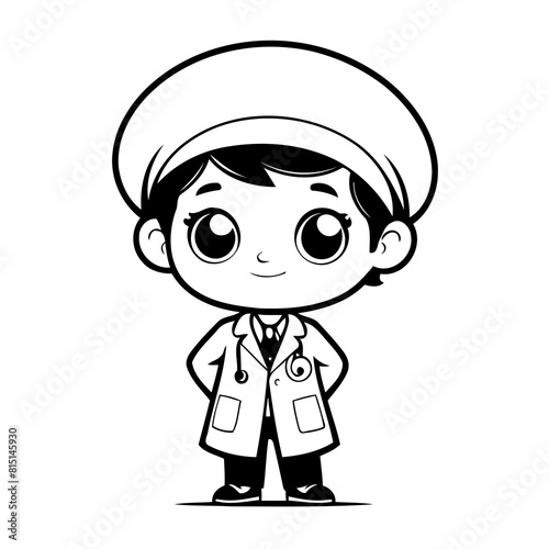 Simple vector illustration of Doctor hand drawn for toddlers