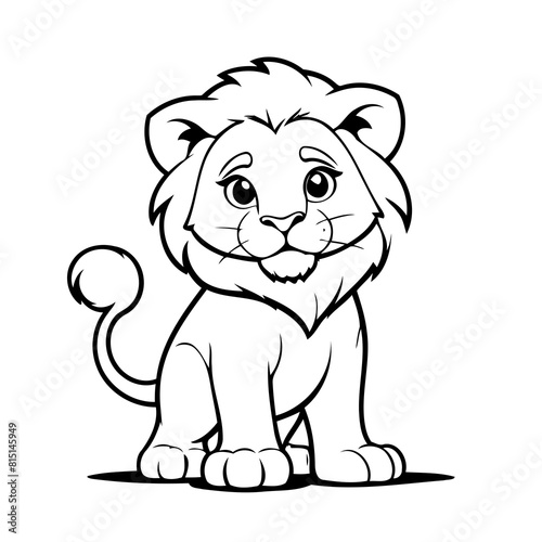 Simple vector illustration of Lion drawing for kids colouring page