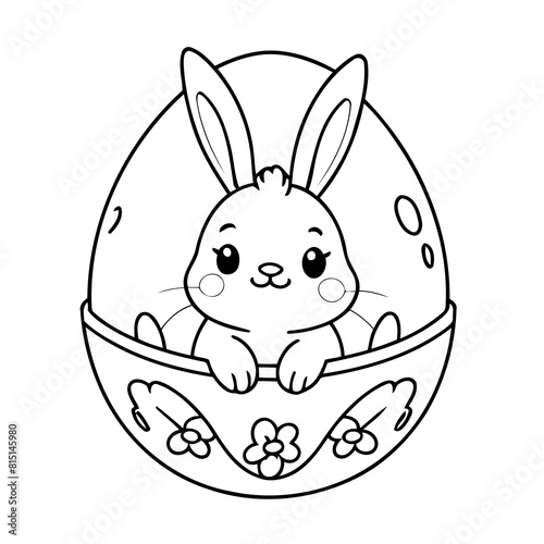 Vector illustration of a cute Bunny drawing for toddlers colouring page