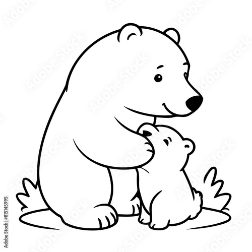 Simple vector illustration of Polarbear colouring page for kids
