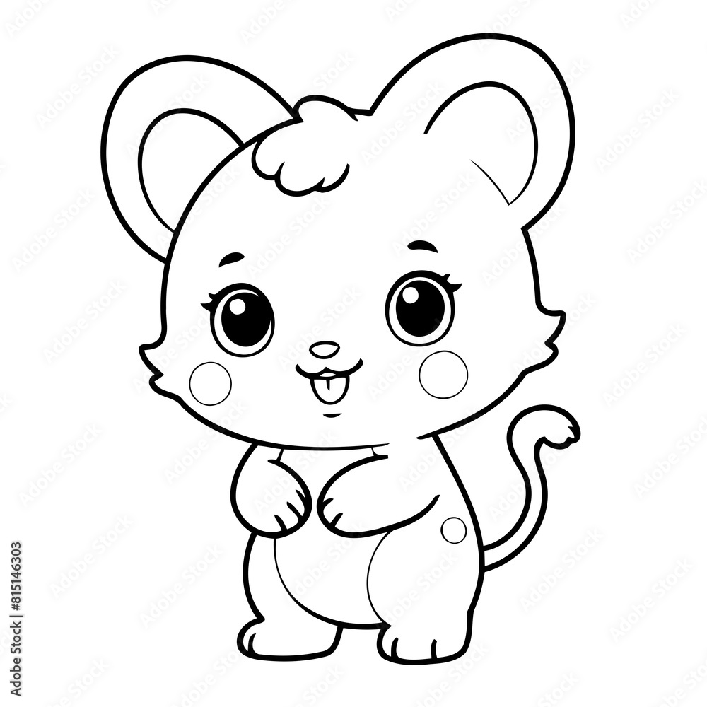 Obraz premium Vector illustration of a cute Animal doodle colouring activity for kids