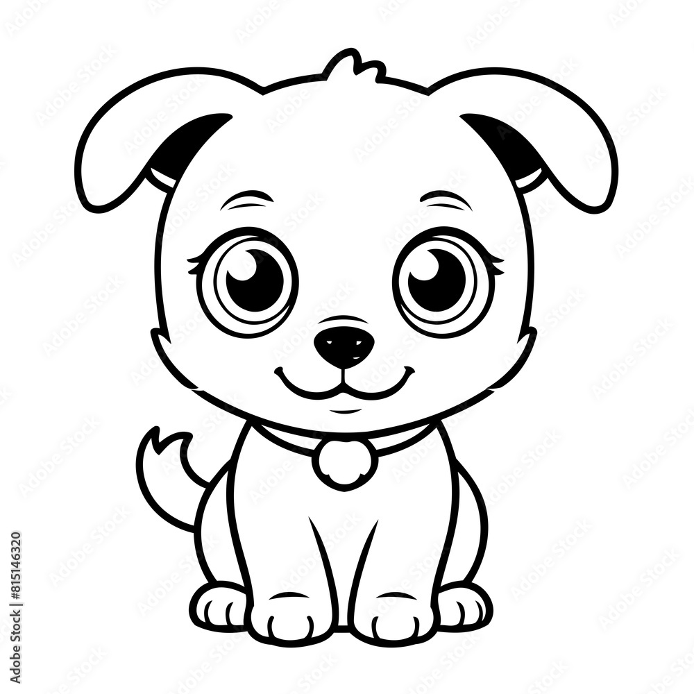 Simple vector illustration of Dog drawing for kids colouring page Simple vector illustration of Dog drawing for kids colouring page