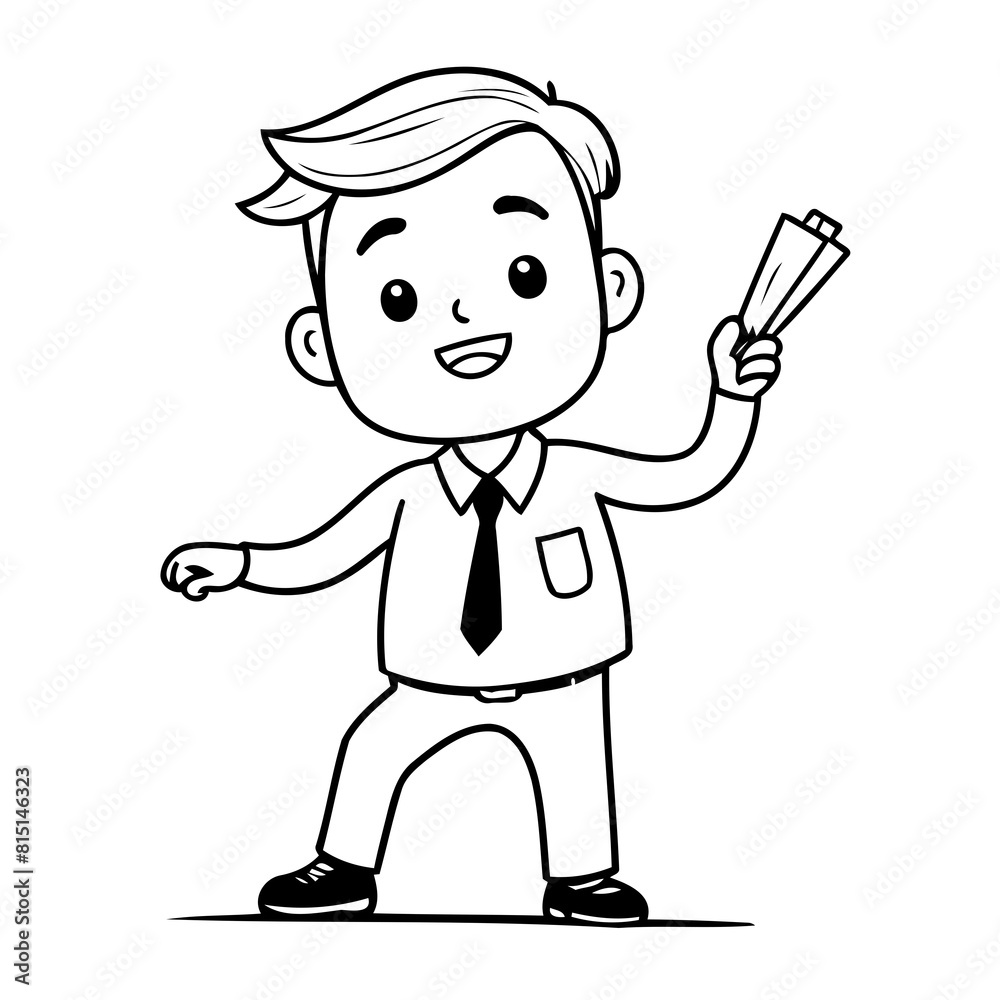 Vector illustration of a cute Business drawing for kids colouring activity Vector illustration of a cute Business drawing for kids colouring activity