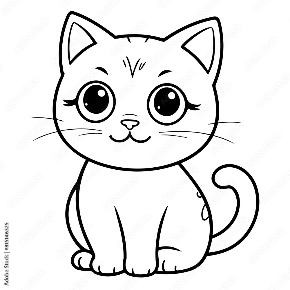Simple vector illustration of CreepyCat hand drawn for toddlers Simple vector illustration of CreepyCat hand drawn for toddlers