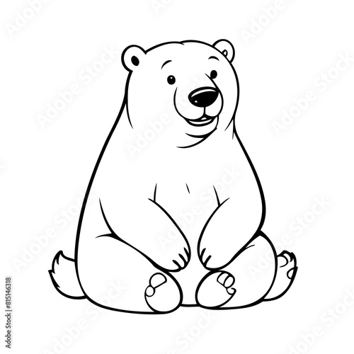 Cute vector illustration Polarbear drawing for toddlers colouring page