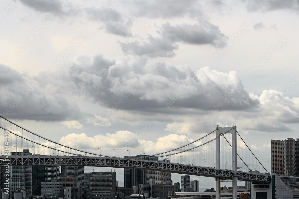 Cloudy sky and Tokyo Bay Rainbow Bridge Cloudy sky and Tokyo Bay Rainbow Bridge