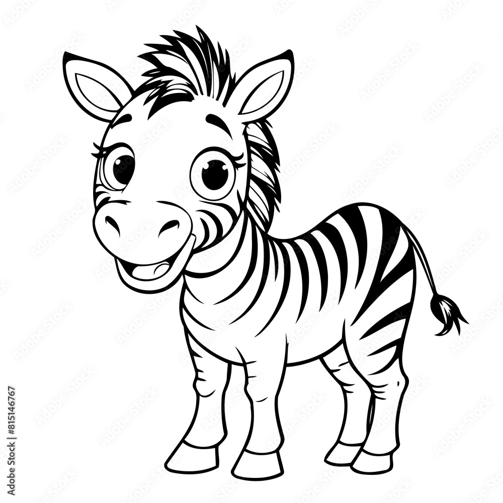Cute vector illustration Zebra drawing colouring activity Cute vector illustration Zebra drawing colouring activity