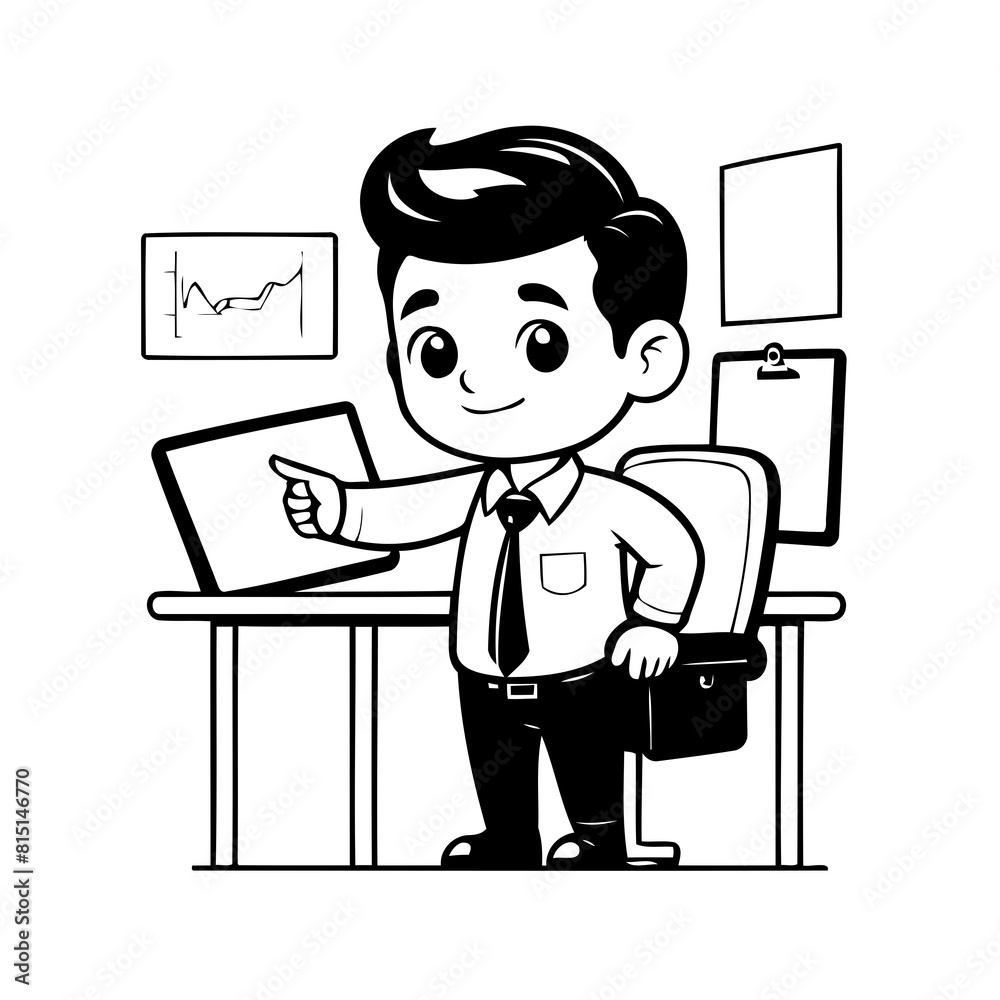 Cute vector illustration Man drawing colouring activity Cute vector illustration Man drawing colouring activity