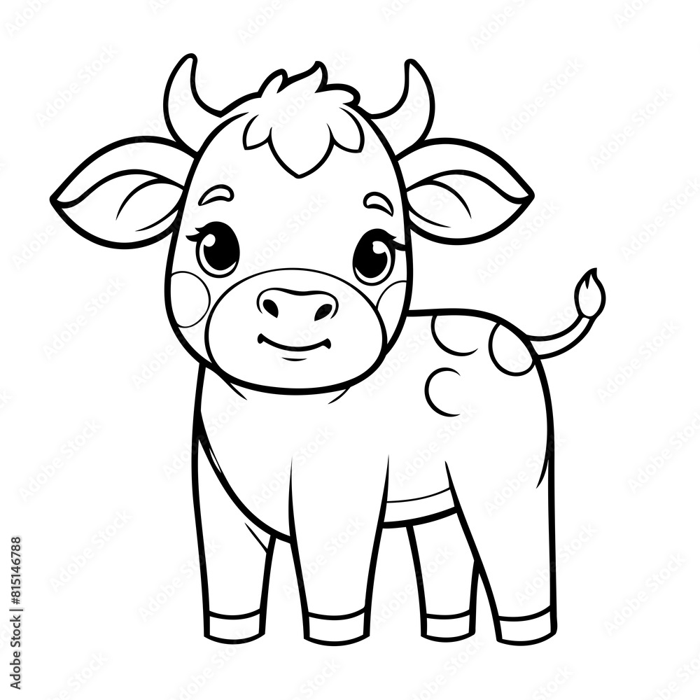 Cute vector illustration Cattle for toddlers colouring page Cute vector illustration Cattle for toddlers colouring page