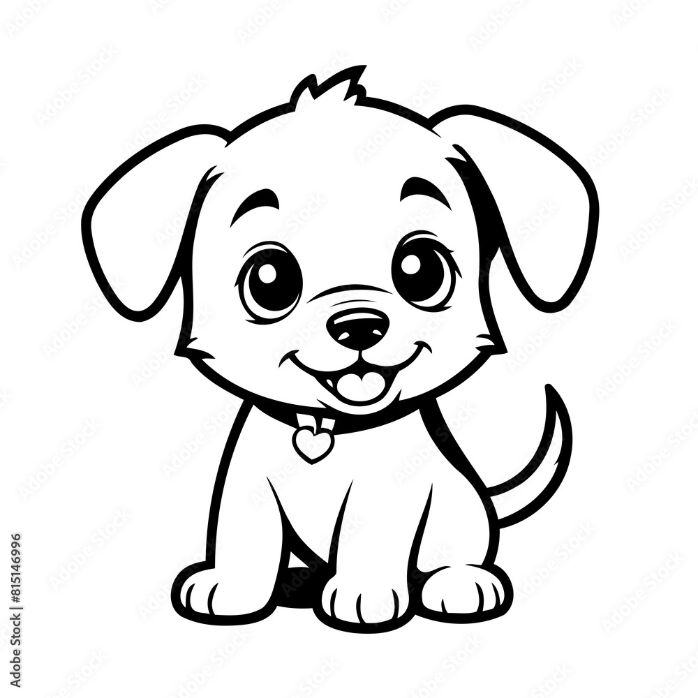 Simple vector illustration of Puppy drawing colouring activity Simple vector illustration of Puppy drawing colouring activity