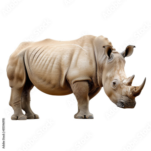 A white rhino stands on a plain Png background  a Beaver Isolated on a whitePNG Background