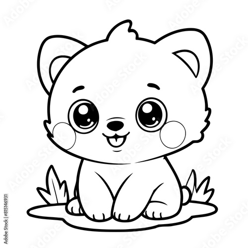Vector illustration of a cute Kawaii doodle for kids colouring page