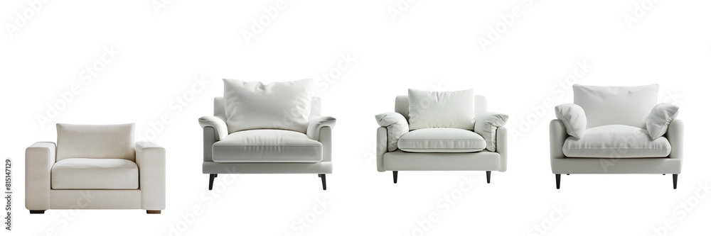 Fototapeta premium Set of A white modern armchair on a transparent background