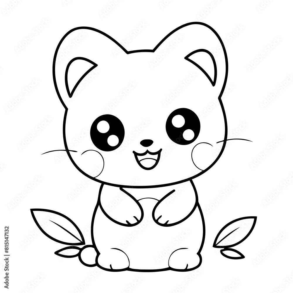 Vector illustration of a cute Kawaii doodle for kids coloring worksheet Vector illustration of a cute Kawaii doodle for kids coloring worksheet