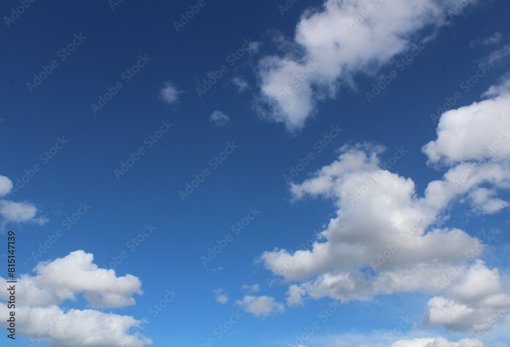 Cumulus clouds in a blue sky ,white fluffy clouds on a back ground of blue sky on a summers day near Selby North Yorkshire In UK Cumulus clouds in a blue sky ,white fluffy clouds on a back ground of blue sky on a summers day near Selby North Yorkshire In UK